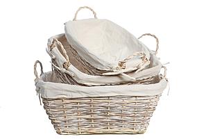 SET 3 CESTAS BLANCAS PLANAS 20CM