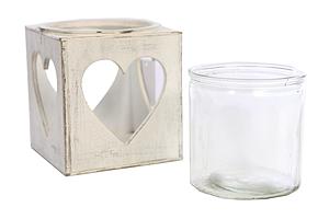CAJA BLANCA MADERA CRISTAL 15CM