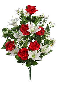 BOUQUET ROSAS Y LILYS ARTIFICIAL 62CM