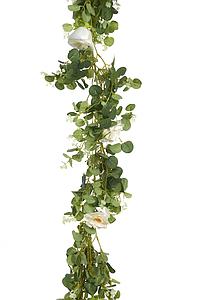 GUIRNALDA EUCALIPTO Y ROSA ARTIFICIAL 180CM